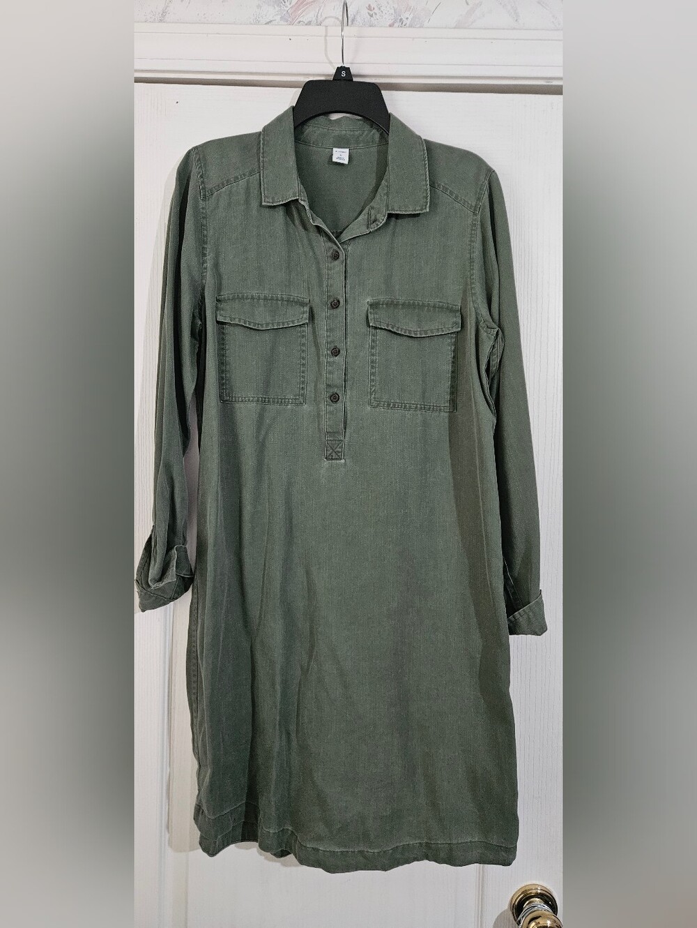 Old Navy Women's Olive Green Utility Shirt Dress Size M